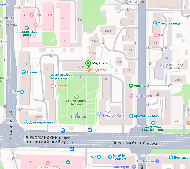Контакты МедСити - центра современной офтальмологии в Рязани